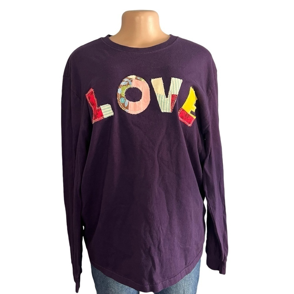 3/$30 ☀️ Three Parts Charm Purple Love Long Sleeve Up Cycled Shirt